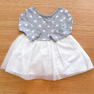 ベビーギャップ(babyGAP)の《babyGap》長袖　チュールドッキングワンピース　ハート柄　80サイズ(ワンピース)