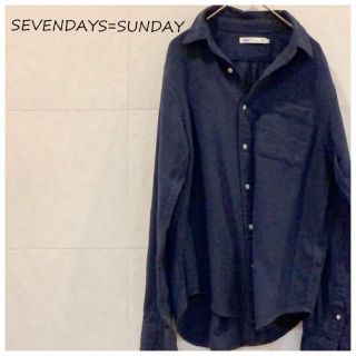 セブンデイズサンデイ(SEVENDAYS=SUNDAY)の【古着】SEVENDAYS=SUNDAY カジュアルシャツ　ネイビー(シャツ)