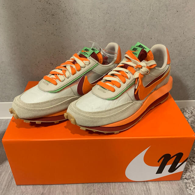 新着商品 【27.5未使用】NIKE Sacai CLOT LDWaffle ORANGE -スニーカー