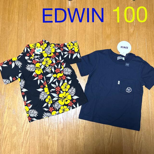 EDWIN(エドウィン)のEDWIN 100 アロハシャツ　Tシャツ　2枚セット キッズ/ベビー/マタニティのキッズ服男の子用(90cm~)(Tシャツ/カットソー)の商品写真