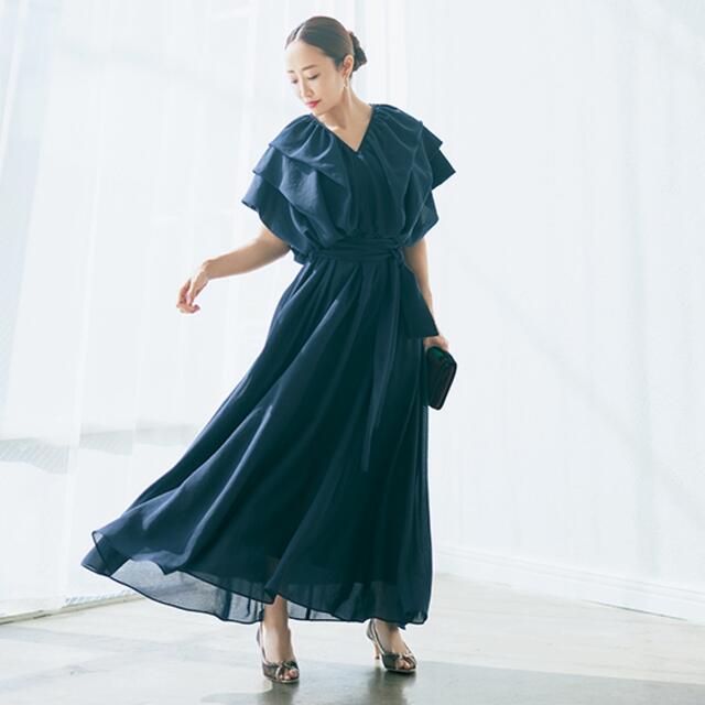 Drawer(ドゥロワー)の神崎恵✖️ Masaco Teranishiワンピースvery別注ネイビー36 レディースのワンピース(ロングワンピース/マキシワンピース)の商品写真