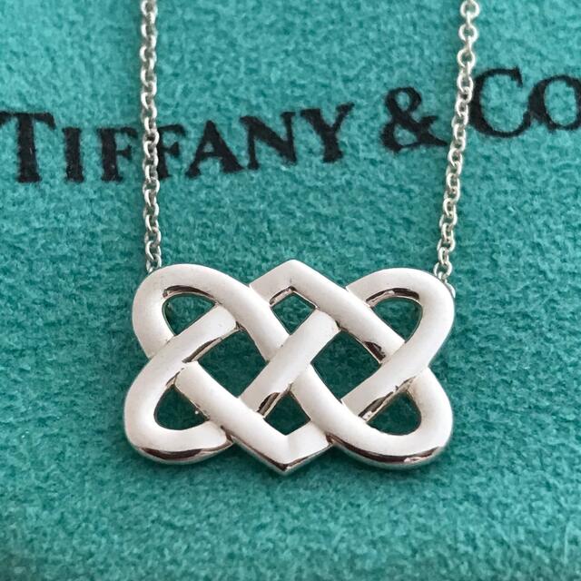 Tiffany ケルティック ノット ダブルハート ネックレス-