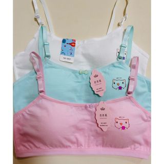 ３色セット、綿９５％、ジュニアブラジャー、ファストブラ、可愛い、(下着)