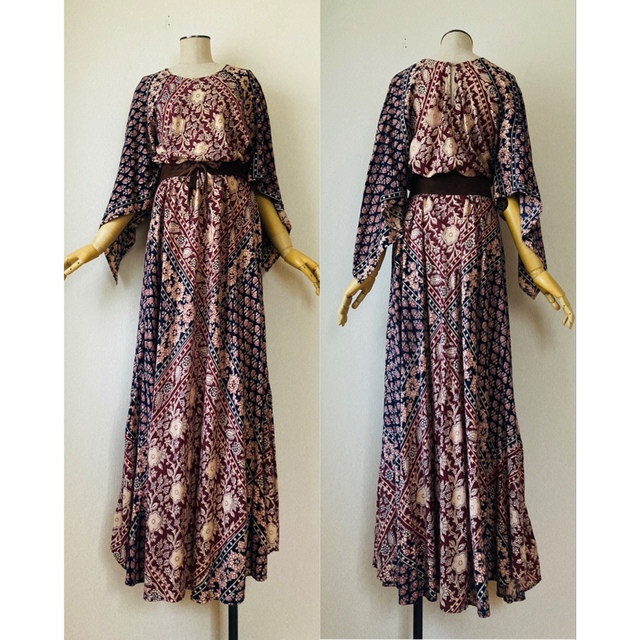 70s INDIA Cotton Maxi Dress ヴィンテージ ワンピース