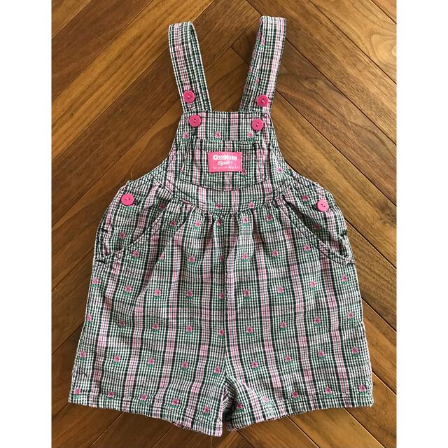 OshKosh(オシュコシュ)の oshkosh  ブラックチェック×花　ショートオール　2T キッズ/ベビー/マタニティのキッズ服女の子用(90cm~)(その他)の商品写真