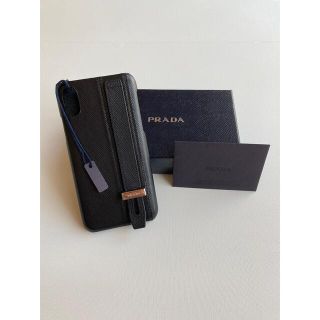 プラダ(PRADA)の未使用 タグ付き PRADA iPhoneX XS用 ケース ブラック レザー(iPhoneケース)