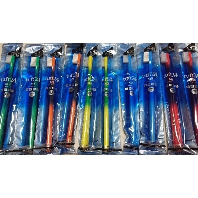 タフト24 ミディアムソフト 歯科専用 歯ブラシ カラーアソート10本セット 新品 タフト24 歯ブラシ M(ミディアム)