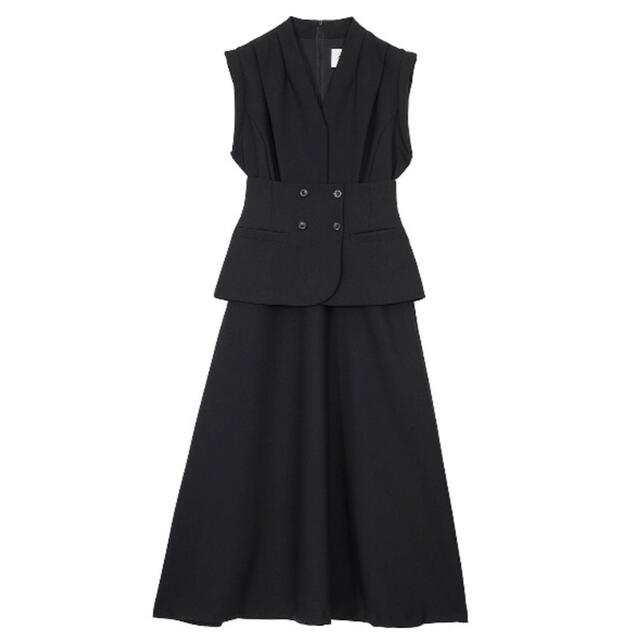 Ameri VINTAGE(アメリヴィンテージ)のAmeri  SHOULDER PADDED PEPLUM DRESS レディースのワンピース(ロングワンピース/マキシワンピース)の商品写真