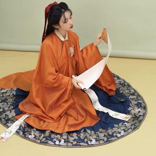 鬼灯白兎 青金色ロングスカート 馬面裙 中国伝統衣装 明製漢服 着物