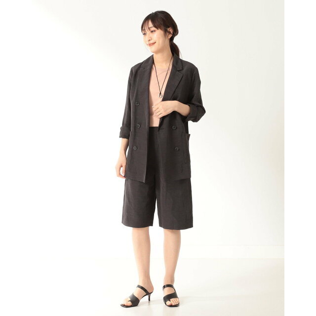 Demi-Luxe BEAMS(デミルクスビームス)の【CHARCOAL.G】Demi-Luxe BEAMS / レーヨンリネン ハーフパンツ レディースのパンツ(その他)の商品写真