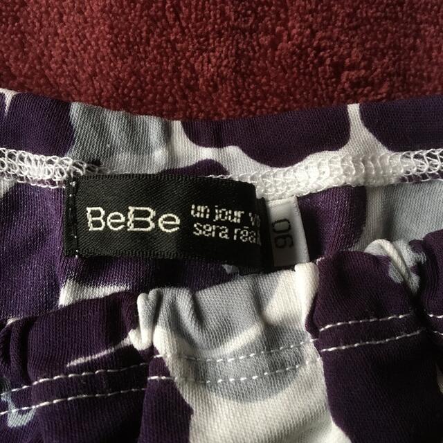 BeBe(ベベ)の【美品】BeBe半袖 チュニック ワンピース 花柄 紫 べべ 90サイズ キッズ/ベビー/マタニティのキッズ服女の子用(90cm~)(ワンピース)の商品写真