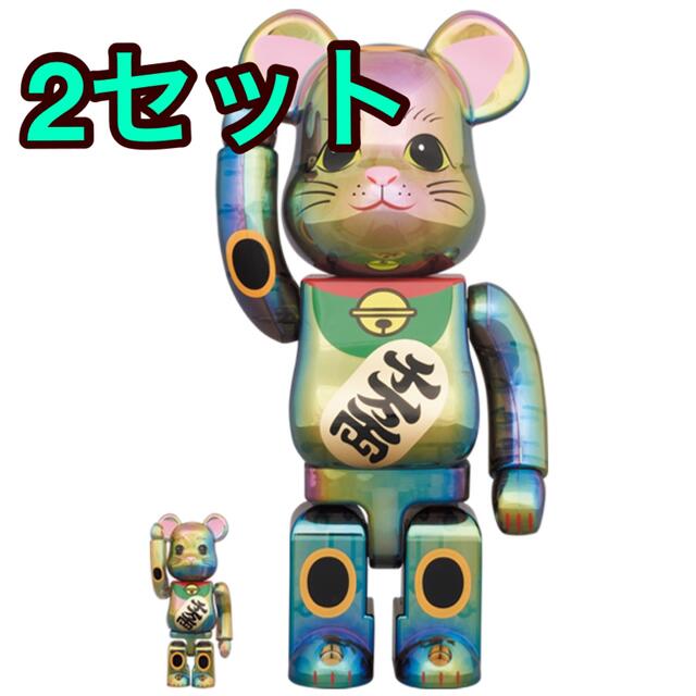 2セット BE@RBRICK 招き猫 黒透明メッキ 100％ & 400％フィギュア