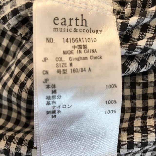 earth music & ecology(アースミュージックアンドエコロジー)のearth チェック柄　シースルー袖　M レディースのトップス(シャツ/ブラウス(半袖/袖なし))の商品写真