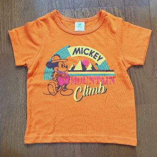 ディズニー(Disney)の100サイズ  半袖Tシャツ  ミッキー  オレンジ(Tシャツ/カットソー)