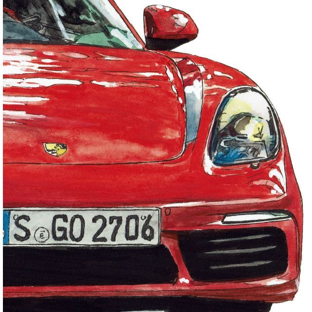Porsche(ポルシェ)のGC-504ポルシェボクスター限定版画サイン有額装済作家平右ヱ門 自動車/バイクの自動車(カタログ/マニュアル)の商品写真