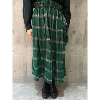 時間指定不可】 ヨウジヤマモト カーキチェックスカート ロング