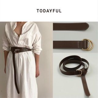 トゥデイフル(TODAYFUL)の【TODAYFUL】 ♡フェイクレザーロングベルト（ブラウン）(ベルト)