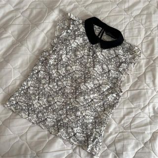 ザラ(ZARA)のZARA 襟付き総レースブラウス  sサイズ(シャツ/ブラウス(半袖/袖なし))