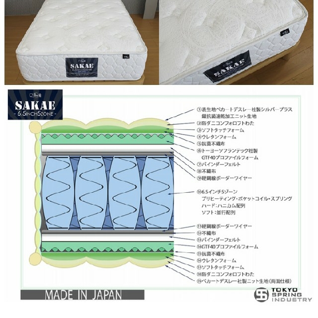 奉呈 セミダブル マットレス 東京スプリング SAKAE ハード asakusa.sub.jp
