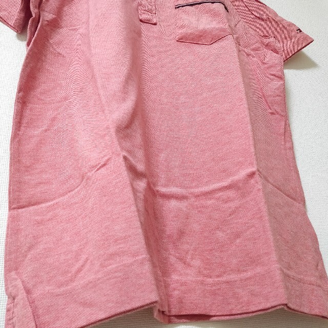 TOMMY HILFIGER(トミーヒルフィガー)のトミーヒルフィガー サーモンピンク 半袖ポロシャツ カットソー 男性L ポケット メンズのトップス(ポロシャツ)の商品写真