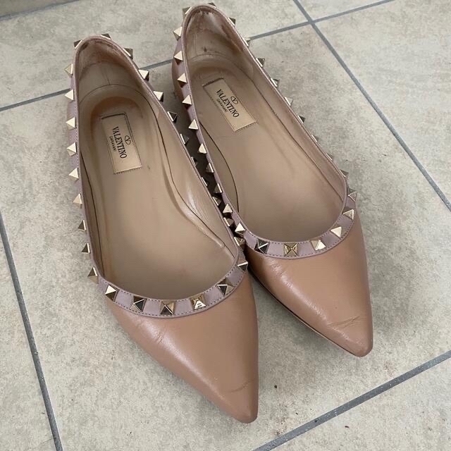 VALENTINO レオパード ロックスタッズ フラットパンプス ハラコ 37