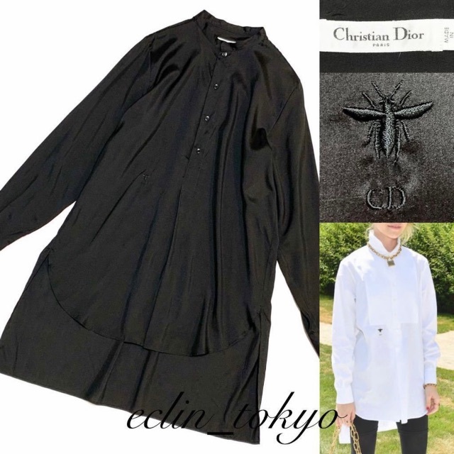 リアル Christian Dior - DIOR BEE刺繍 前後アシンメトリー シャツ