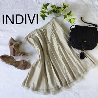 インディヴィ(INDIVI)のINDIVI プリーツ フレア スカート 膝丈 サイズ38 M (ひざ丈スカート)