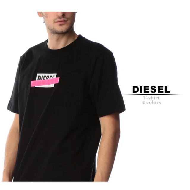 DIESEL Tシャツ ボックスロゴ プリント 蛍光テープ ブラック M | wic ...