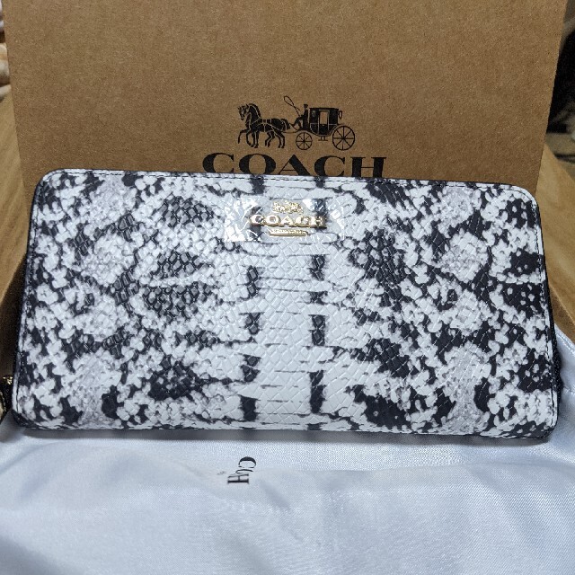 COACH 長財布 ラウンドファスナー 白と黒 - 財布