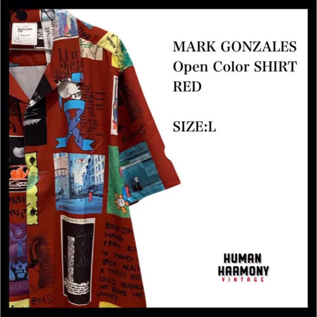 サイズLサイズ着丈MARK GONZALES マークゴンザレス　オープンカラーシャツ　総柄　新品