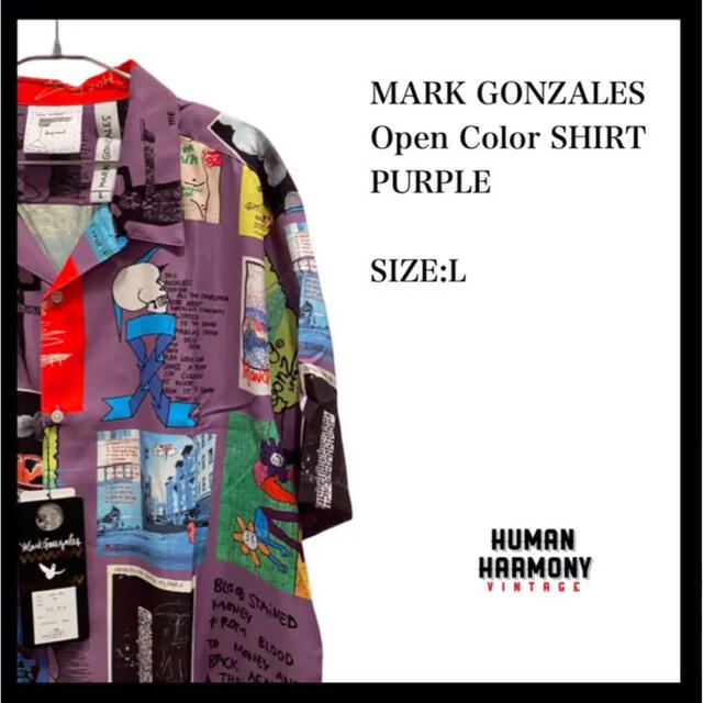 MARK GONZALES マークゴンザレス　オープンカラーシャツ　総柄　新品78身幅