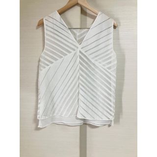 ザラ(ZARA)の美品　ZARA マルチストライプ　シアーカットソー 2WAY カットソー(カットソー(半袖/袖なし))