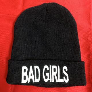BAD GIRLS ニット帽 ニットキャップ ビーニー 黒 ブラック 帽子(ニット帽/ビーニー)