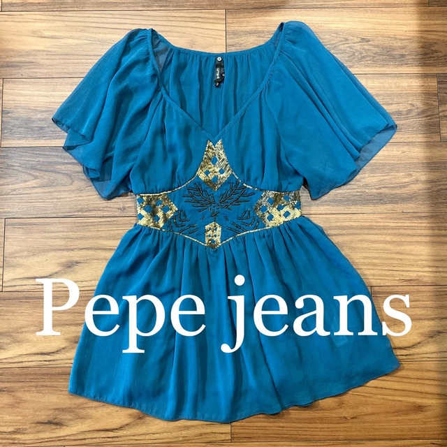 Pepe Jeans(ペペジーンズ)のPepe jeans ぺぺジーンズ 刺繍 シフォン ギャザー チュニック レディースのトップス(チュニック)の商品写真