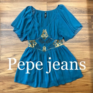 ペペジーンズ(Pepe Jeans)のPepe jeans ぺぺジーンズ 刺繍 シフォン ギャザー チュニック(チュニック)