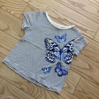 エイチアンドエム(H&M)のボーダーTシャツ　蝶々(Tシャツ/カットソー)