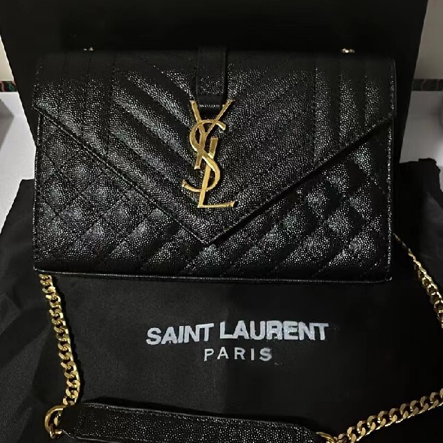 スナップボタン内側SAINT LAURENT PARIS チェーンウォレット ショルダーバッグ