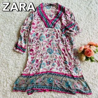 ザラ(ZARA)の美品　ZARA ワンピース　花　ペイズリー調　チュニック　総柄(チュニック)