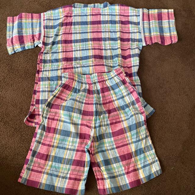 甚平　チェック　110 キッズ/ベビー/マタニティのキッズ服男の子用(90cm~)(甚平/浴衣)の商品写真