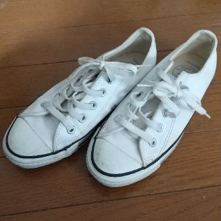 コンバース(CONVERSE)のコンバース オールスター レザースニーカー 白 23cm 美品(スニーカー)