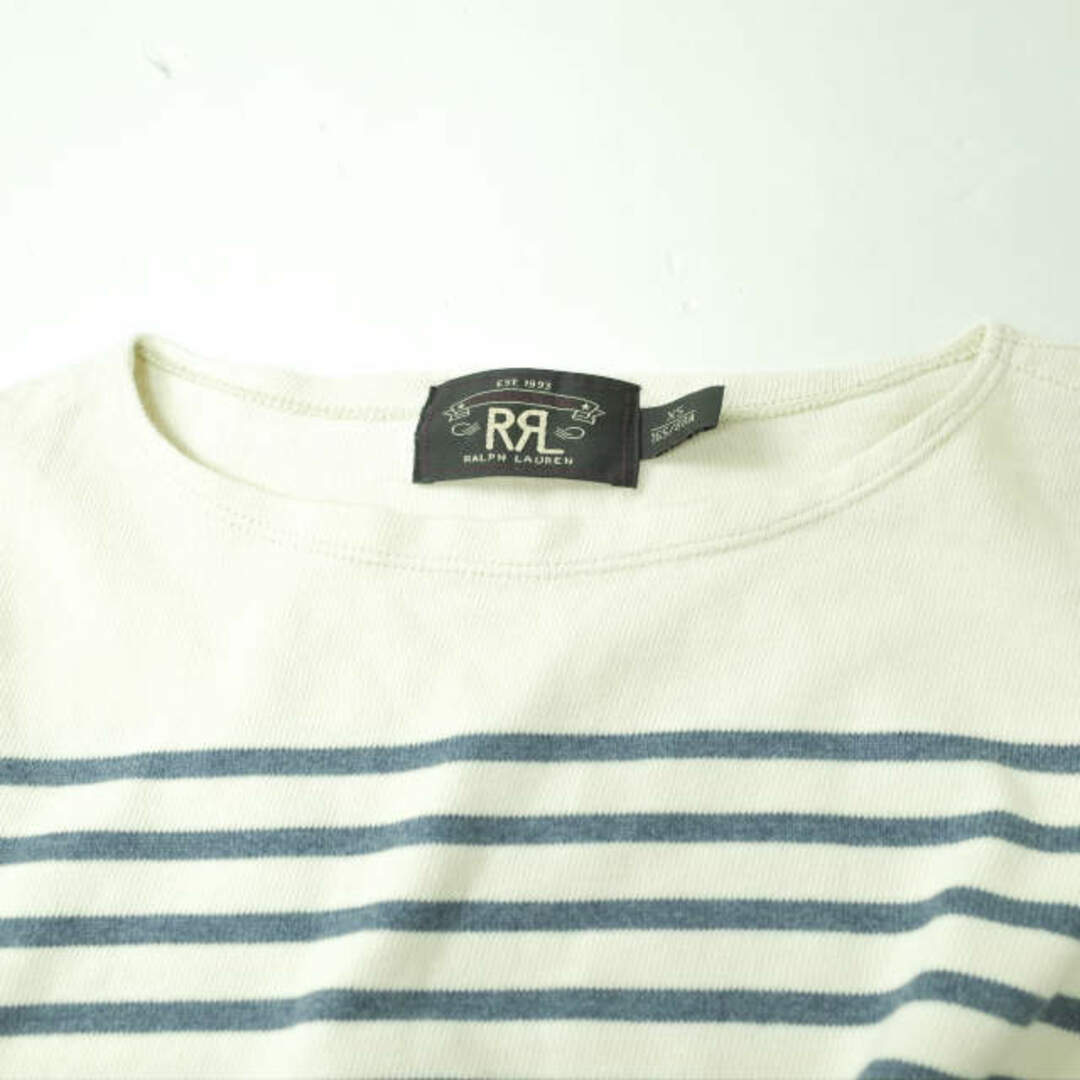 RRL(ダブルアールエル)のRRL ダブルアールエル BORDER BOATNECK TEE ボーダーボートネックTシャツ XS ブルー/ナチュラル Double RL 五分袖 トップス【中古】【RRL】 メンズのトップス(Tシャツ/カットソー(半袖/袖なし))の商品写真