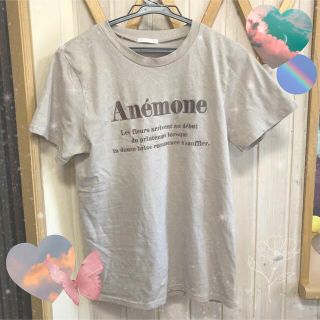 シマムラ(しまむら)のしまむら　アネモネ　Tシャツ ベージュ　刺繍(Tシャツ(半袖/袖なし))