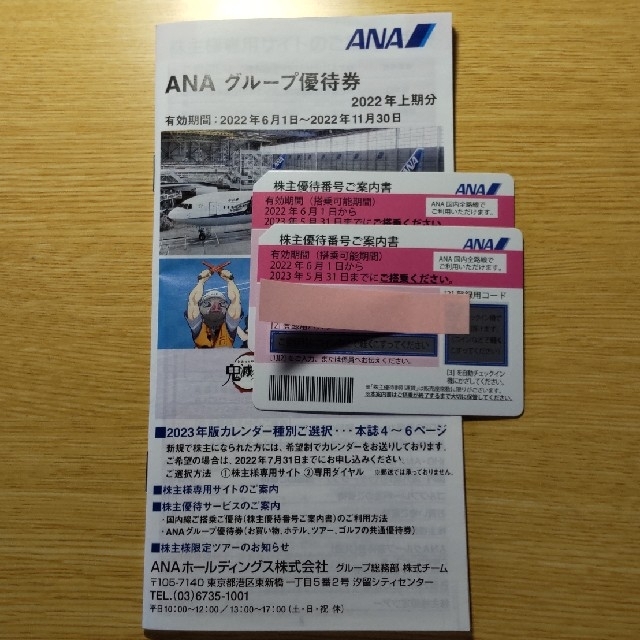 ANA(全日本空輸)(エーエヌエー(ゼンニッポンクウユ))のANA株主優待券(搭乗優待2枚+グループ優待) チケットの優待券/割引券(その他)の商品写真