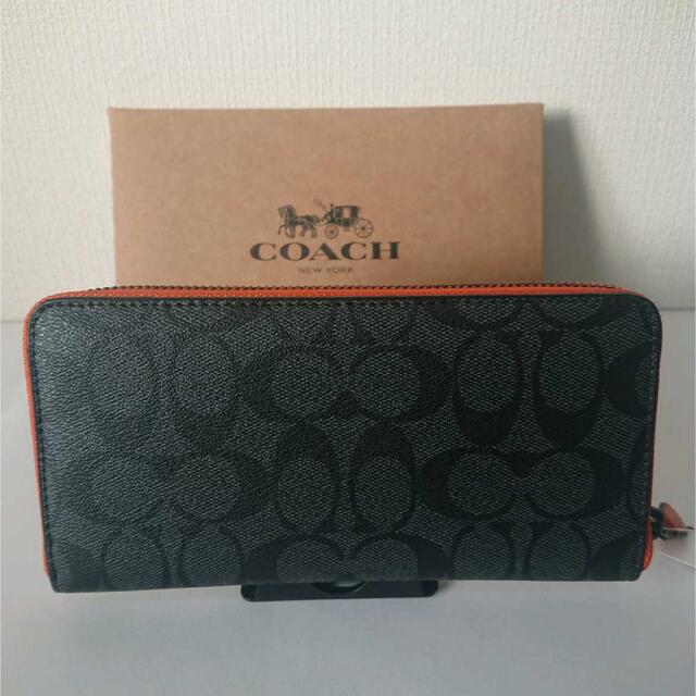 COACH(コーチ)の新品未使用コーチCOACH シグネチャー ネイビー×ブラック×オレンジ 長財布 メンズのファッション小物(長財布)の商品写真