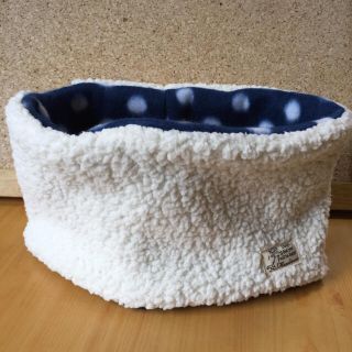 Handmade☆ふわもこネックウォーマー紺☆大人用(マフラー/ストール)