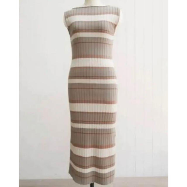 Cotton Striped Ribbed Knit Dress