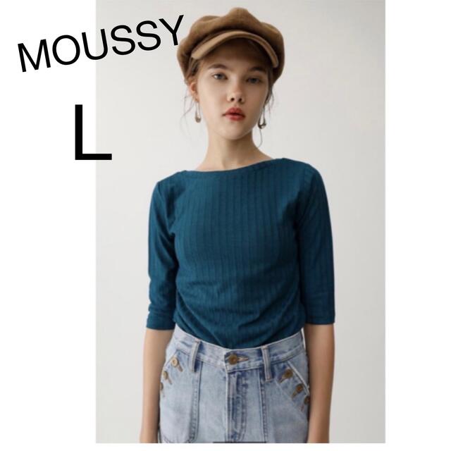 moussy(マウジー)の美品　マウジー　トップス　リブ　半袖　2way グリーン レディースのトップス(カットソー(半袖/袖なし))の商品写真