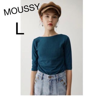 マウジー(moussy)の美品　マウジー　トップス　リブ　半袖　2way グリーン(カットソー(半袖/袖なし))