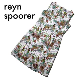 レインスプーナー(Reyn Spooner)のレインスプーナー ノースリーブワンピース アロハシャツ ハワイ総柄 白M 古着(ひざ丈ワンピース)