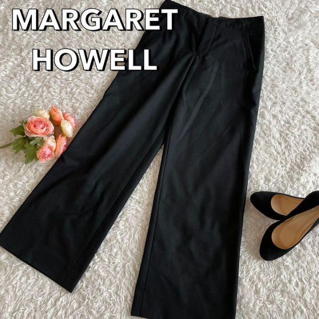 MARGARET HOWELL(マーガレットハウエル)の日本製　MARGARET HOWELL　ウール セーラーパンツ　ブラック レディースのパンツ(カジュアルパンツ)の商品写真